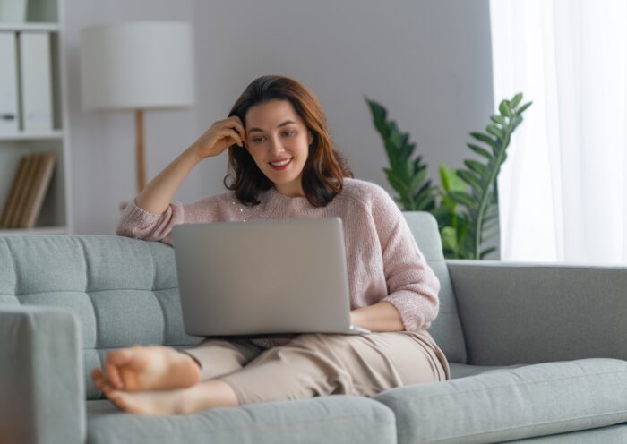woman using laptop
