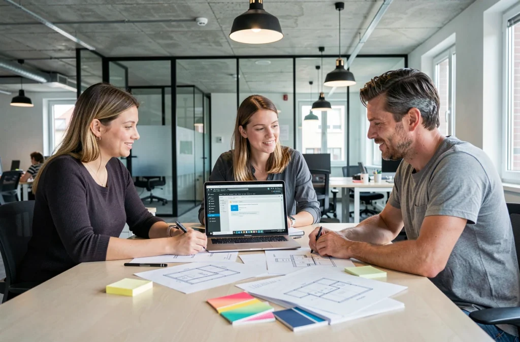 Équipe de l'agence web Alphea Net à Mulhouse collaborant sur un projet WordPress